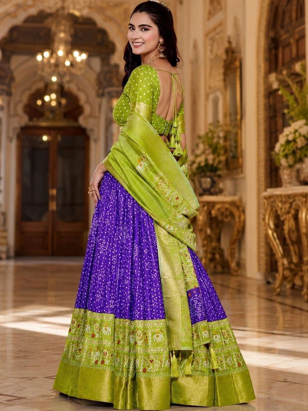House of Pataudi Printed Semi-Stitched Lehenga & Unstitched Blouse thumbnail 4