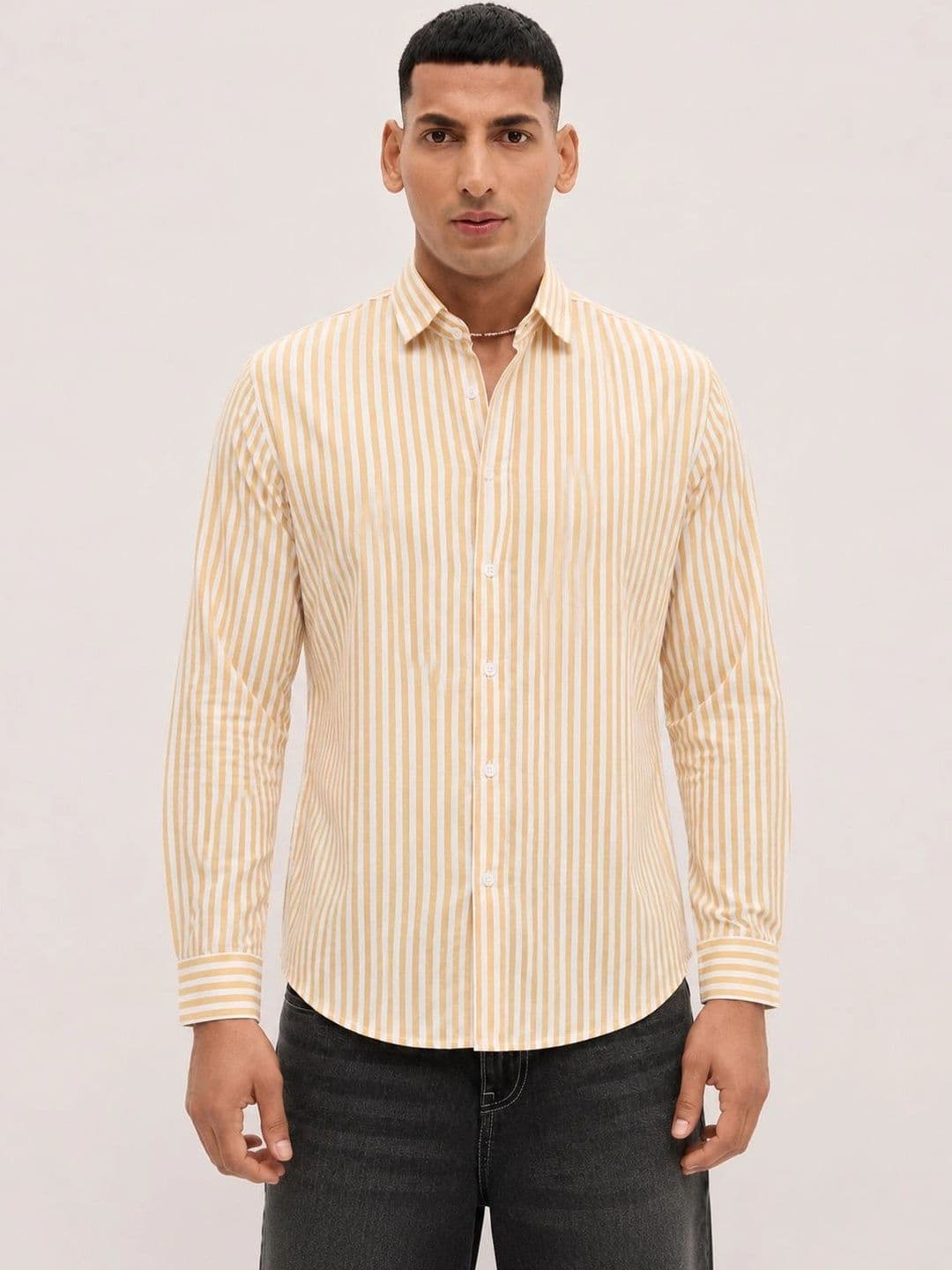 R.Code by The Roadster Life Co. Men Standard Striped Casual Shirt thumbnail 3