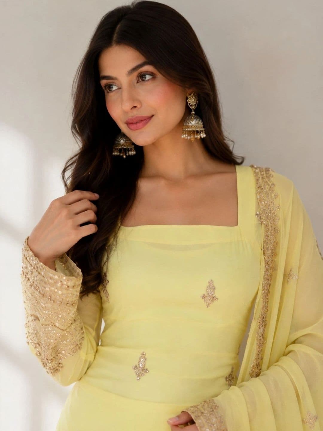 Moda Rapido Women Ethnic Motifs Embroidered Regular Kurta with Trousers & With Dupatta thumbnail 5