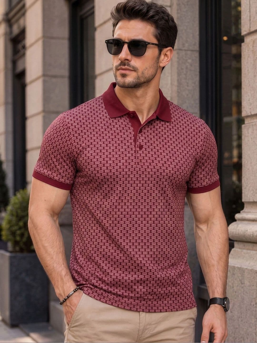 Roadster Men Printed Polo Collar T-shirt thumbnail 7