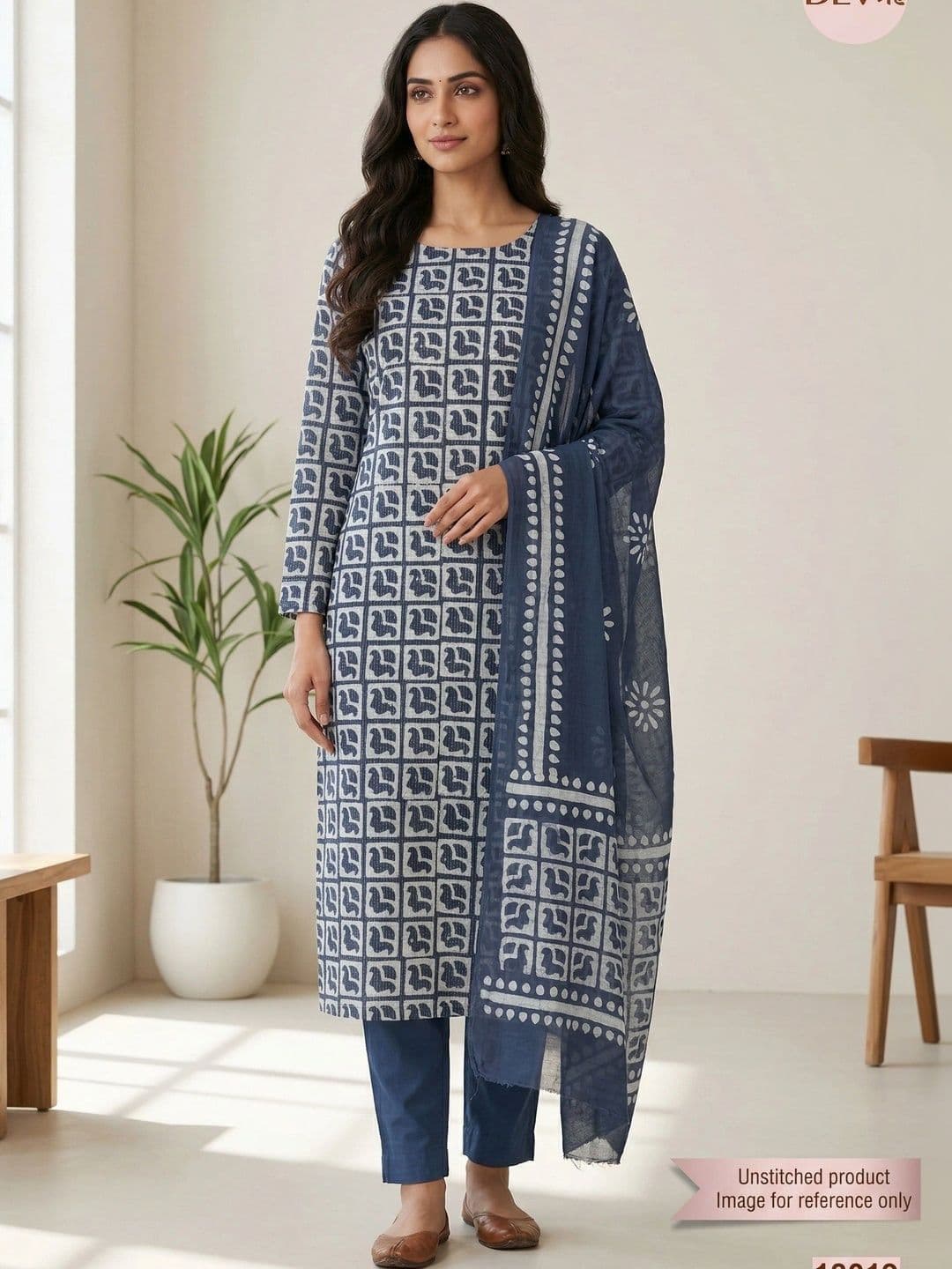 DEVRI Printed Pure Cotton Unstitched Dress Material - view 1