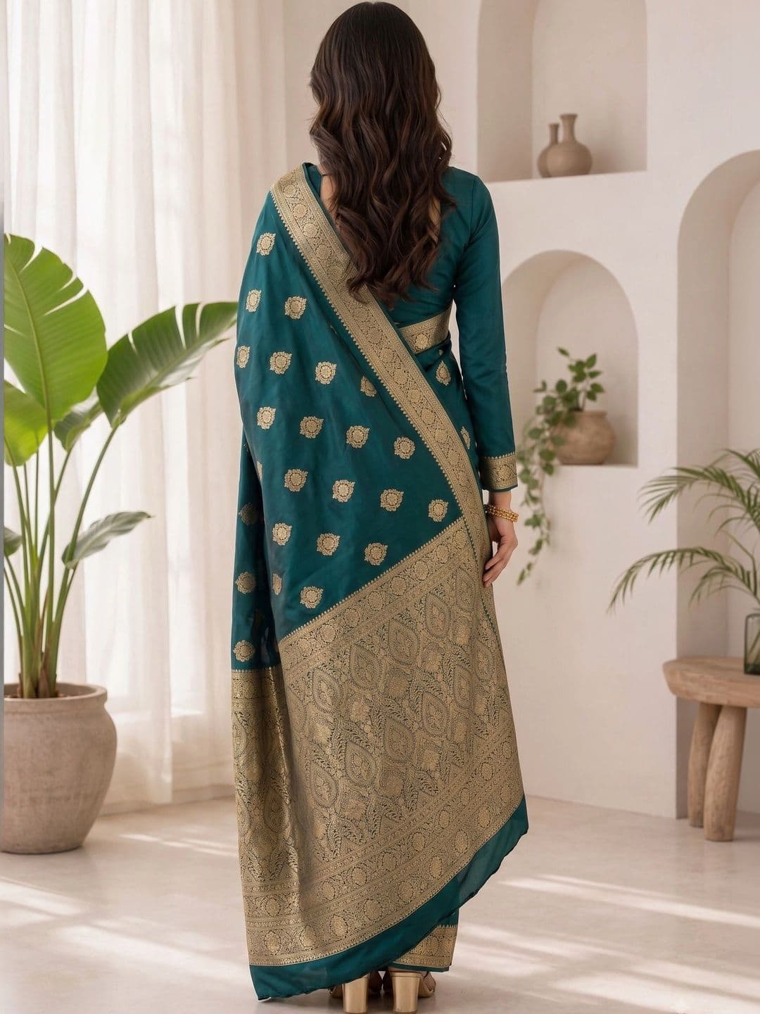 KRISHNA KURTIES Woven Design Zari Art Silk Banarasi Saree thumbnail 2