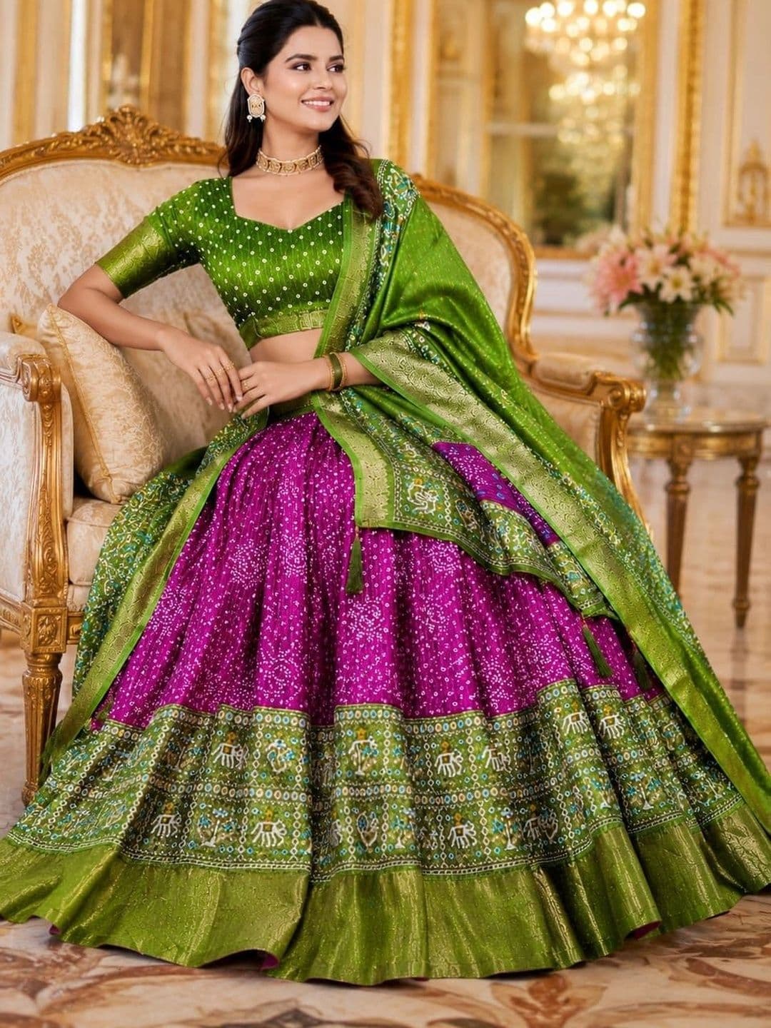 House of Pataudi Semi-Stitched Lehenga & Unstitched Blouse Taping thumbnail 5
