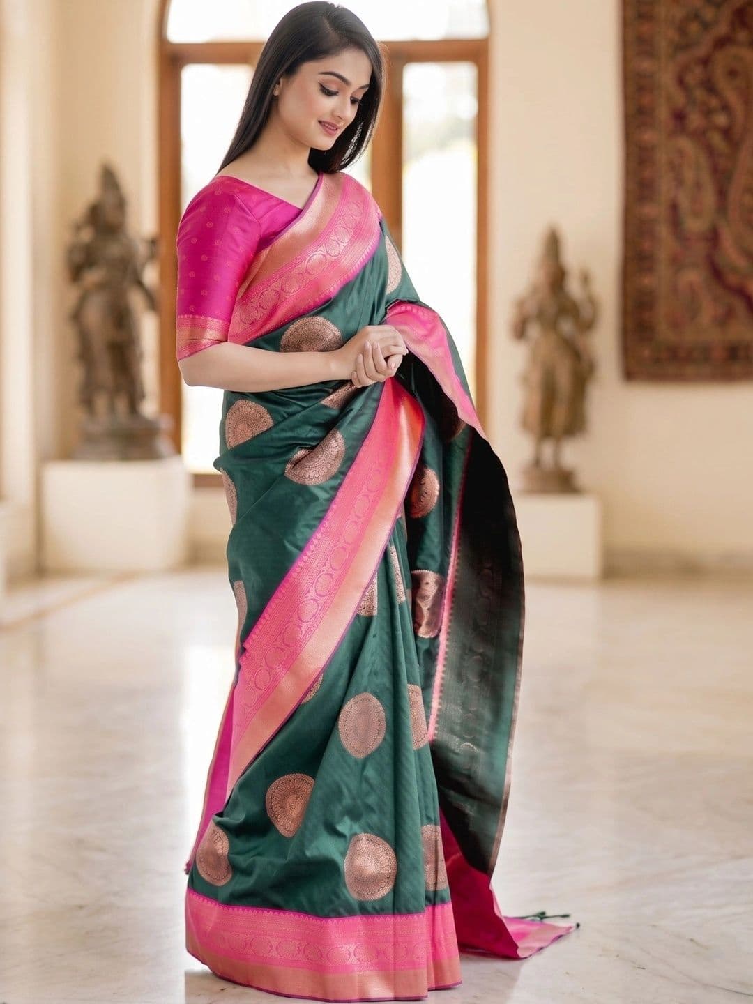 AAVEE Woven Design Zari Art Silk Banarasi Saree thumbnail 7