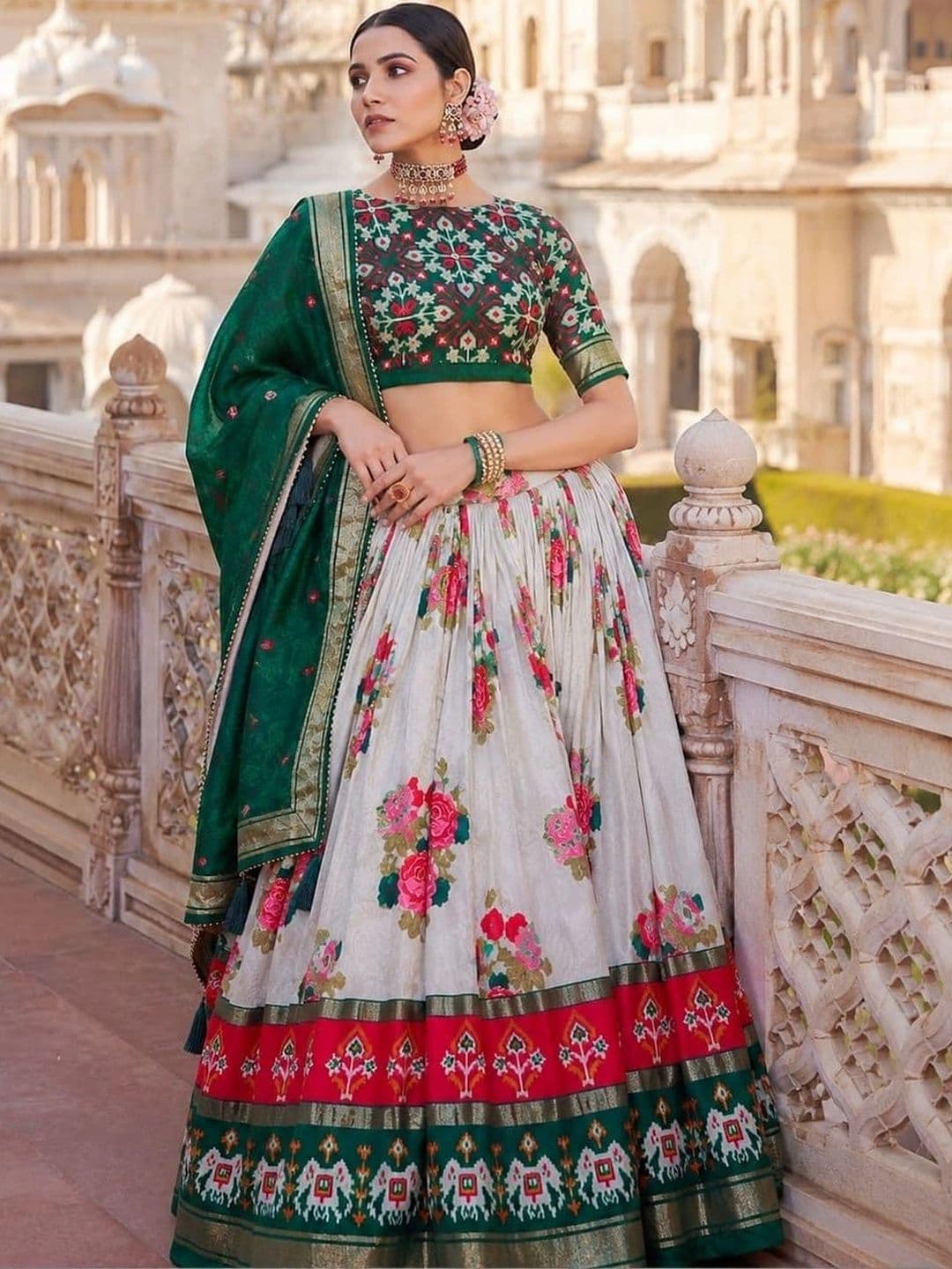 House of Pataudi Semi-Stitched Lehenga & Unstitched Blouse Taping - view 1