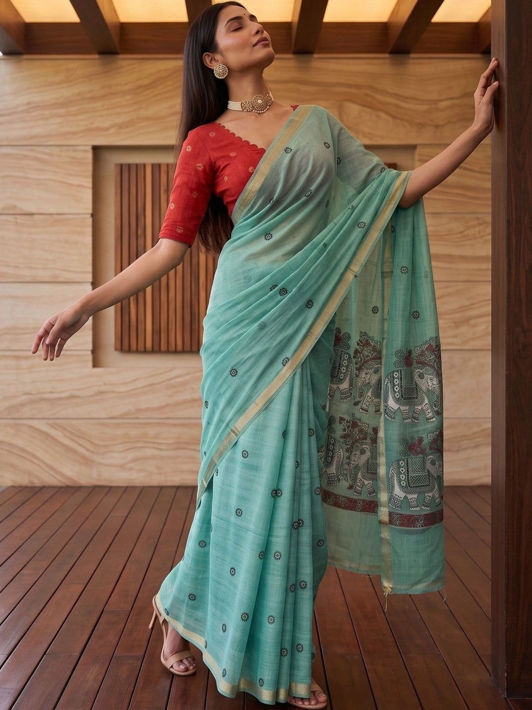 MIMOSA Woven Design Zari Art Silk Banarasi Saree thumbnail 2