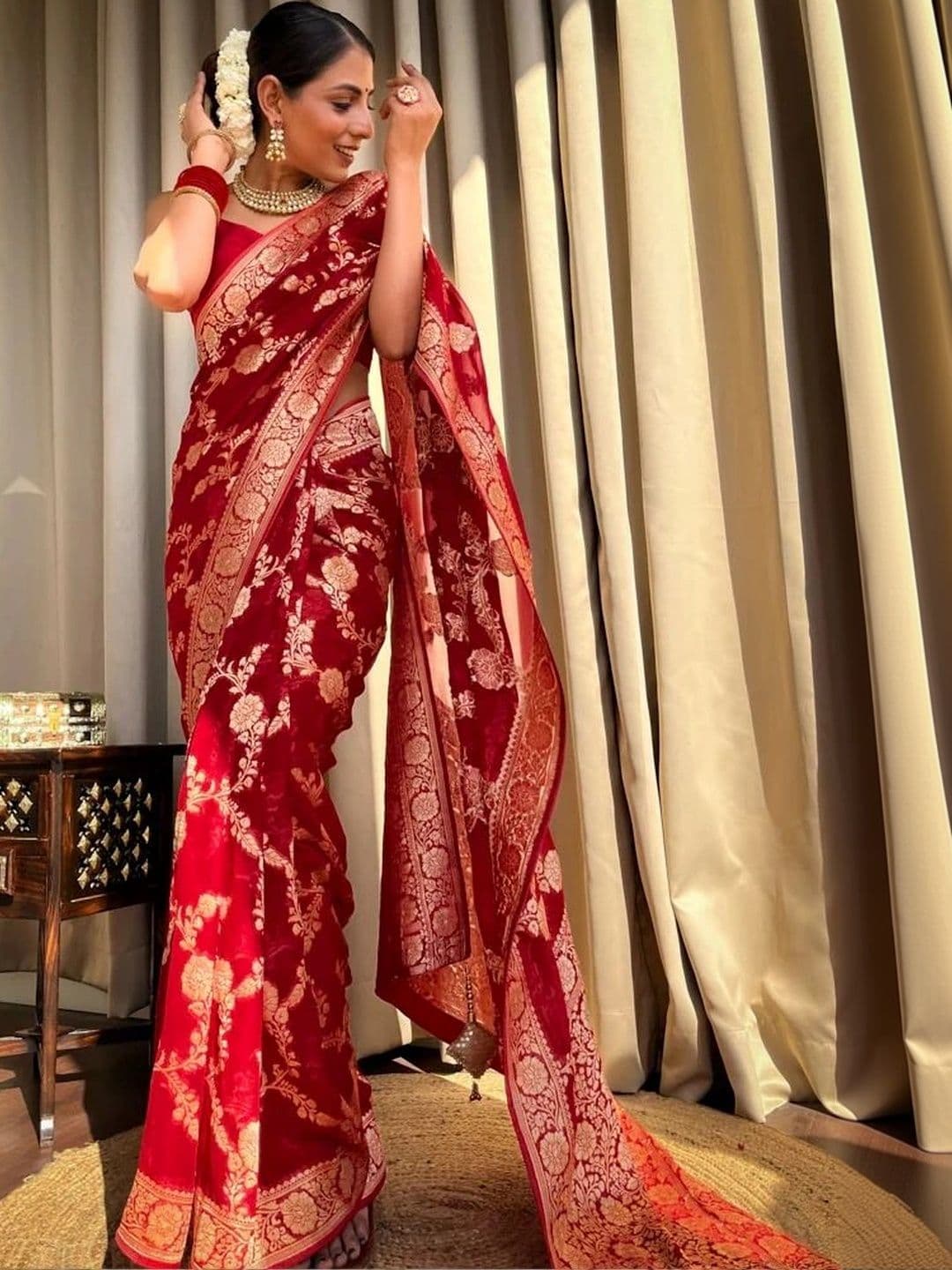 revika Woven Design Zari Art Silk Designer Kanjeevaram Saree thumbnail 7