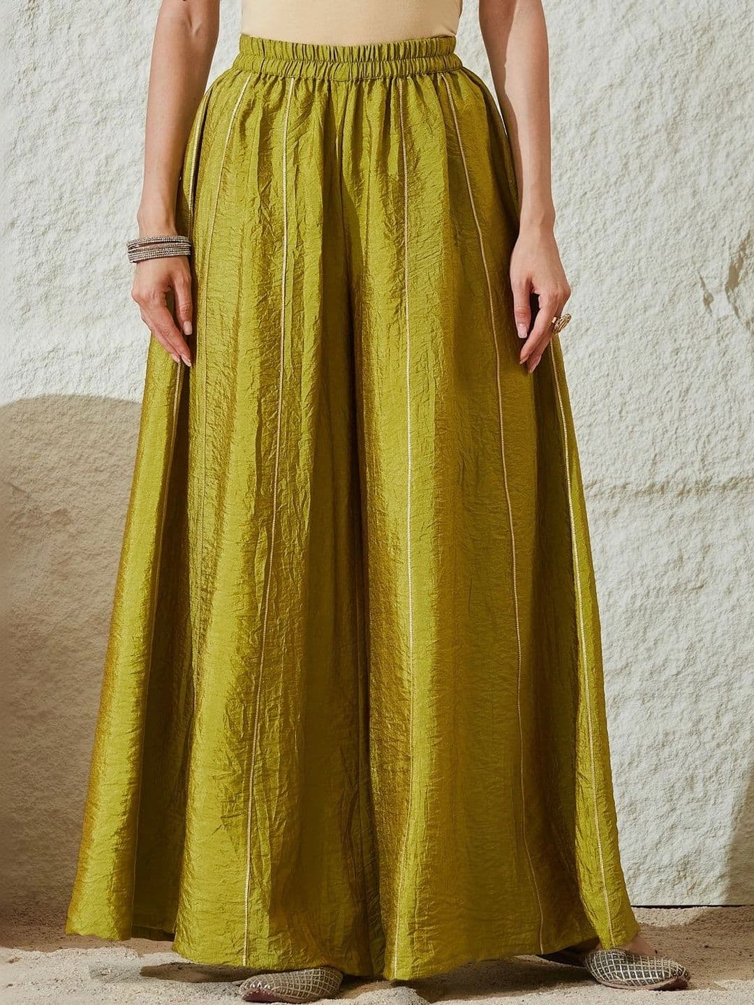 MOKOSH Women Ethnic Motifs Embroidered Regular Sequinned Pure Silk Kurta with Palazzos thumbnail 5