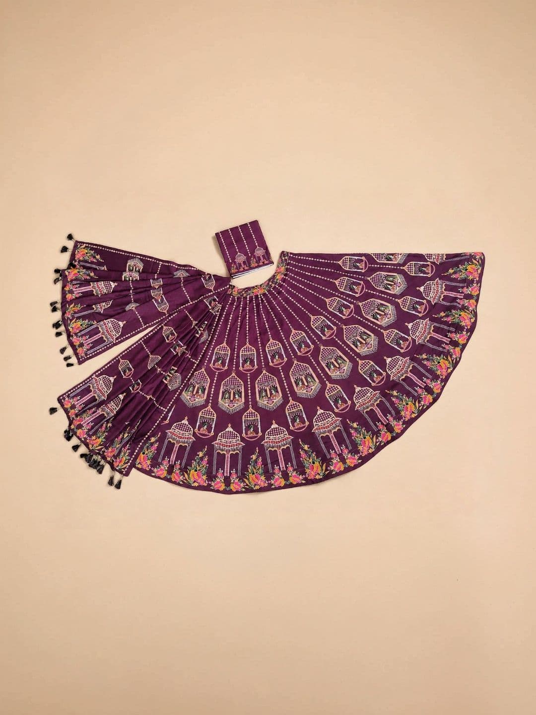 KAHIRAA WHOLETEX Printed Semi-Stitched Lehenga & Unstitched Blouse With Dupatta thumbnail 5