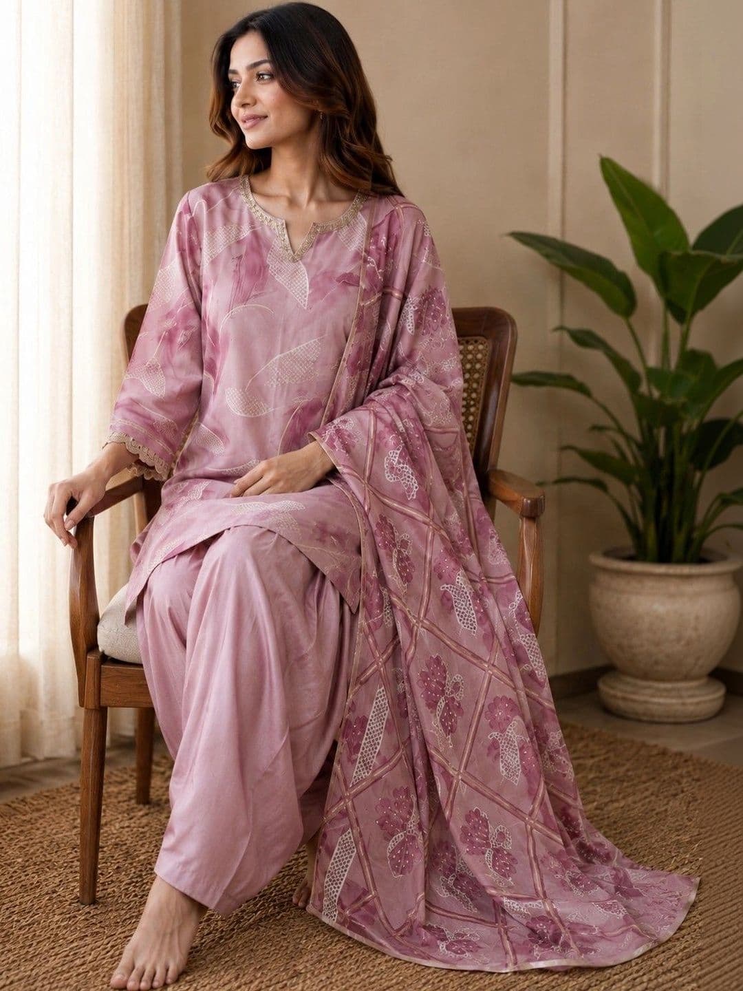 Anouk Women Floral Printed Regular Kurta with Patiala & With Dupatta thumbnail 6