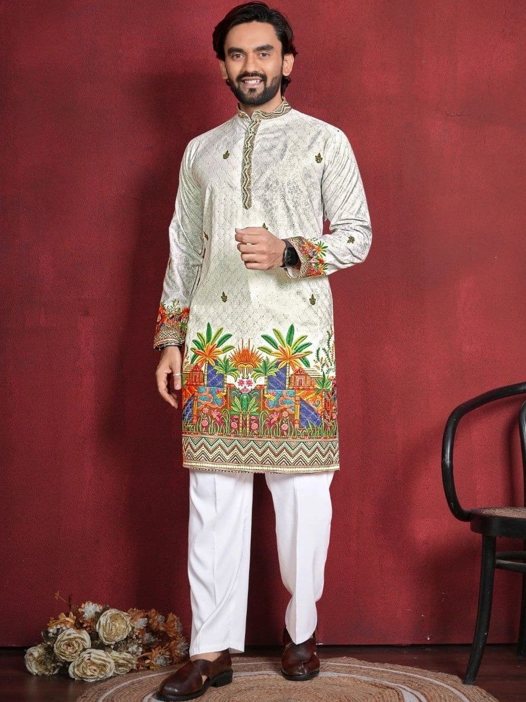 CHARLOTTE GRACIOUS Men Embellished Thread Work Kurta - view 1