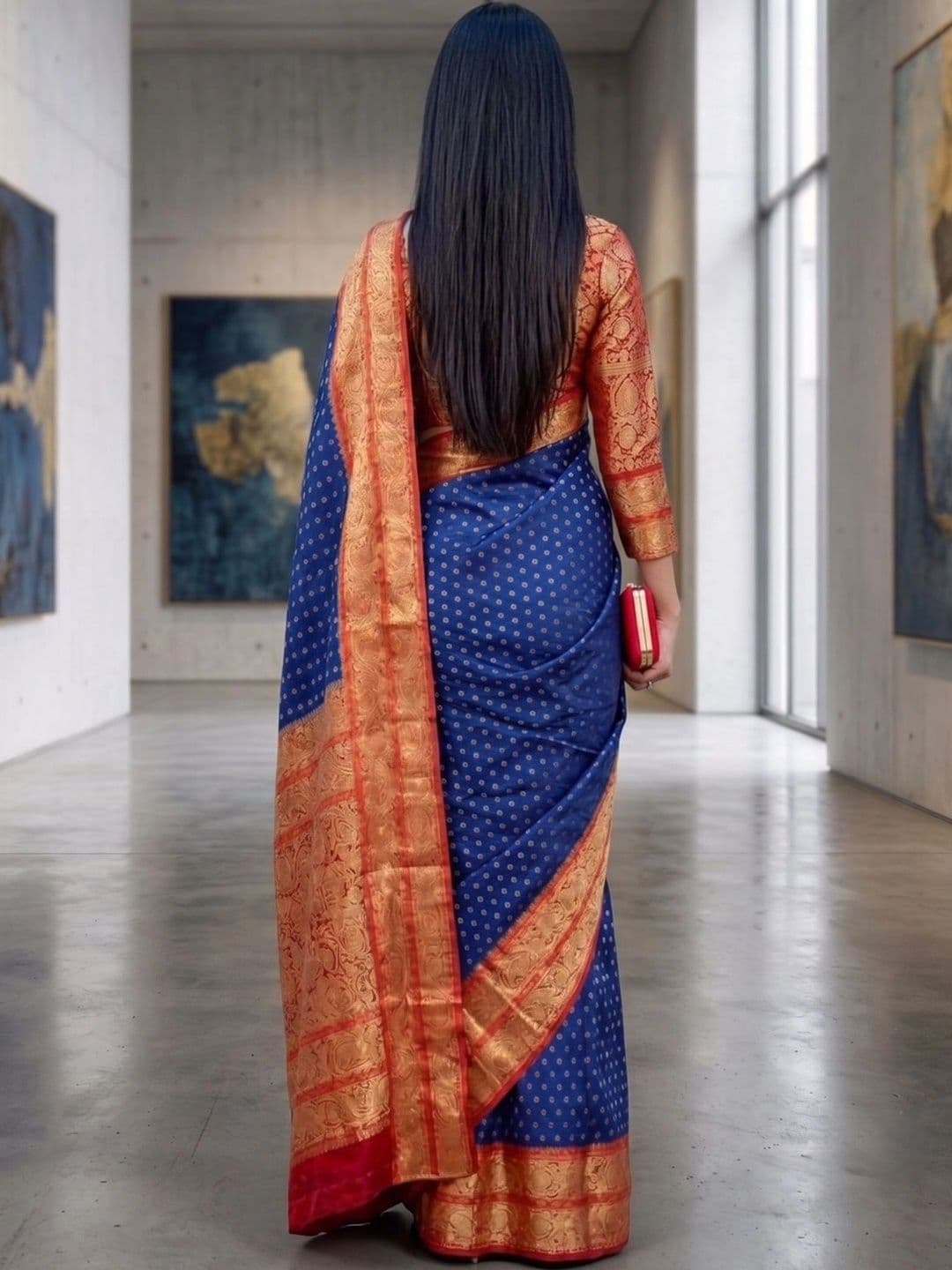 AmiFashion Woven Design Zari Art Silk Banarasi Saree thumbnail 6