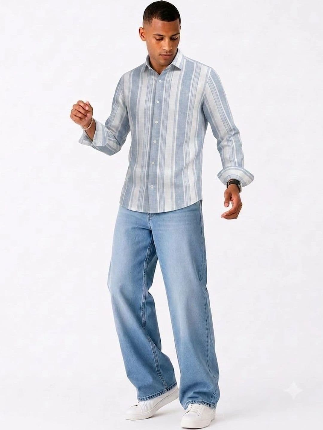 THE OLD MONKEY CO Men Standard Striped Casual Shirt thumbnail 2
