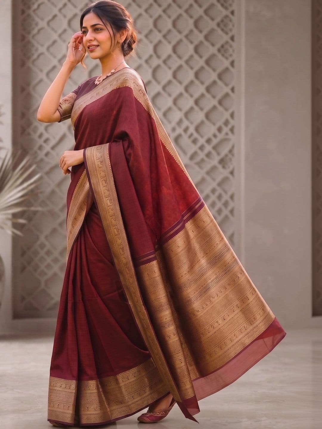 AwadhiCraft Woven Design Zari Art Silk Banarasi Saree thumbnail 6