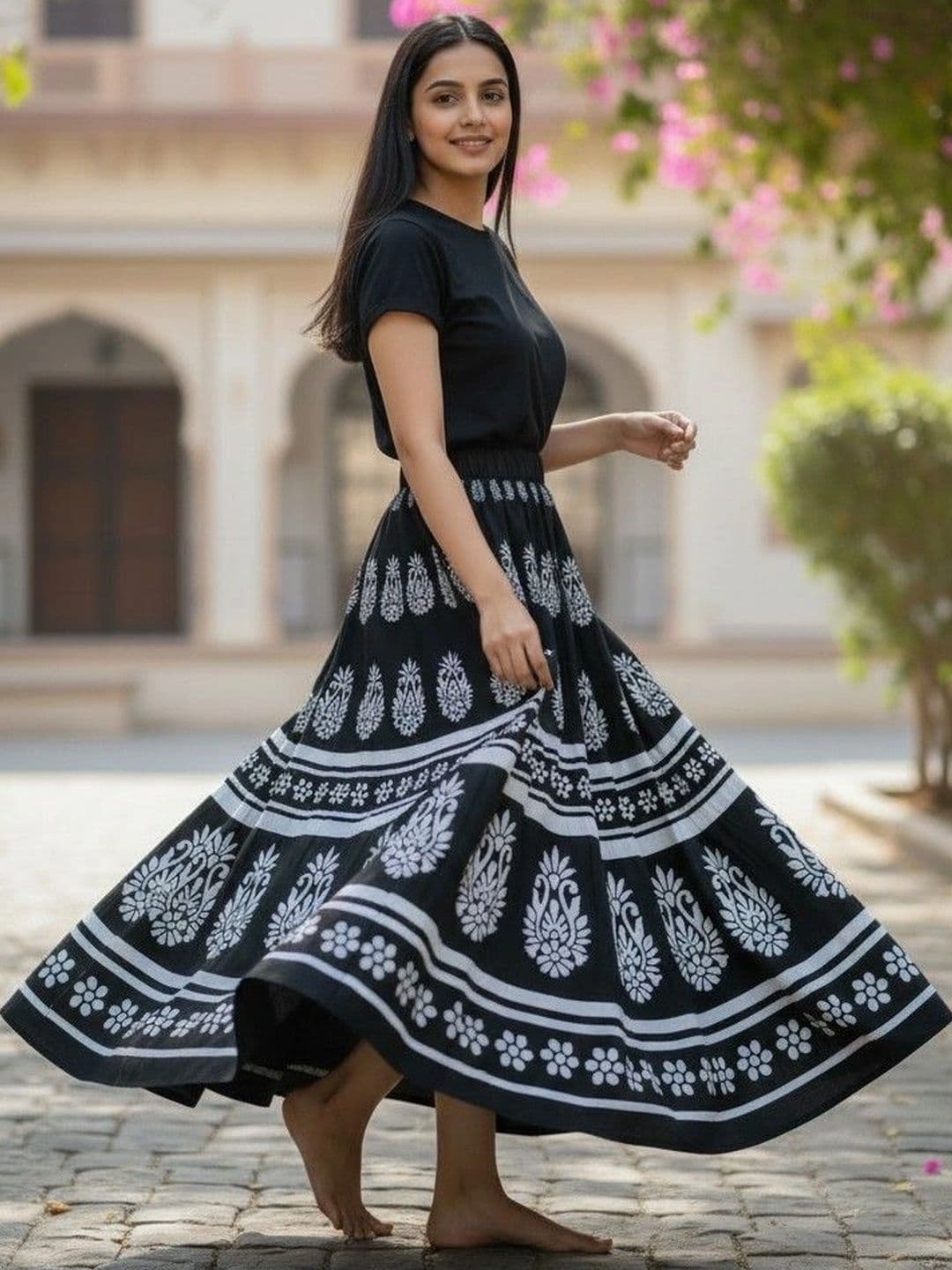 Cot'N Soft Women Pure Cotton Cotton Cambric Paisley Maxi Flared Skirt thumbnail 6