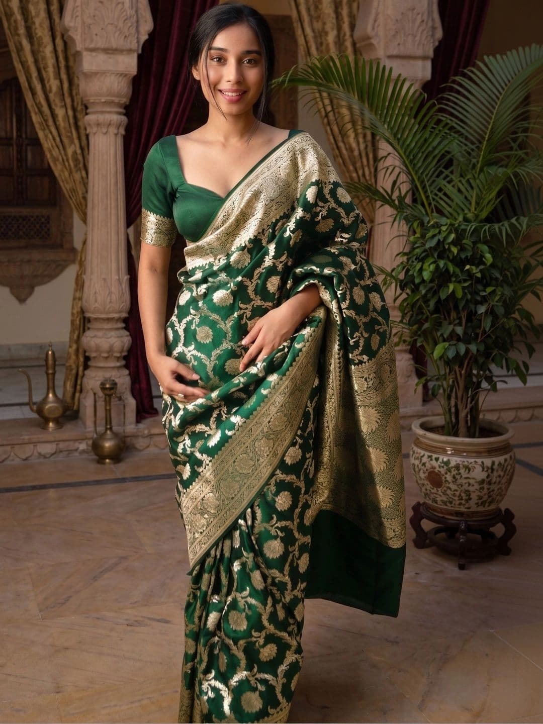 AdoreeStitch Woven Design Zari Art Silk Banarasi Saree - view 1