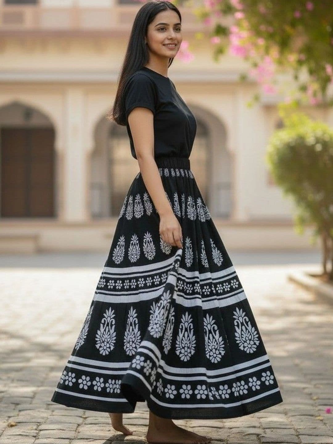 Cot'N Soft Women Pure Cotton Cotton Cambric Paisley Maxi Flared Skirt thumbnail 5
