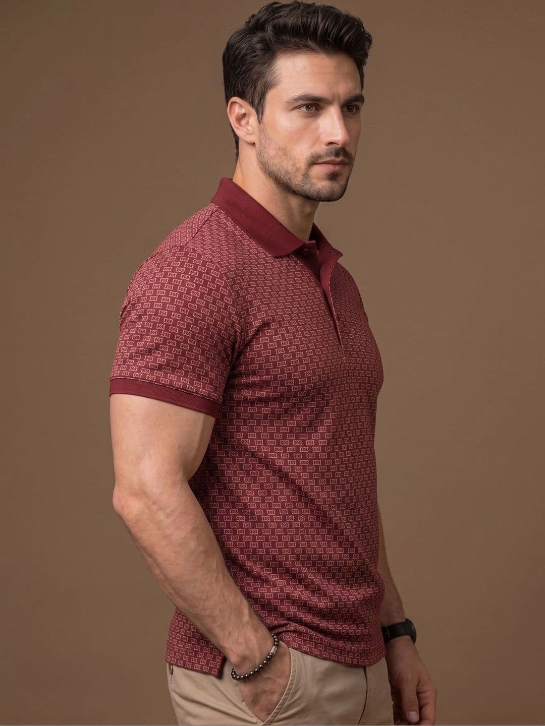 Roadster Men Printed Polo Collar T-shirt thumbnail 6