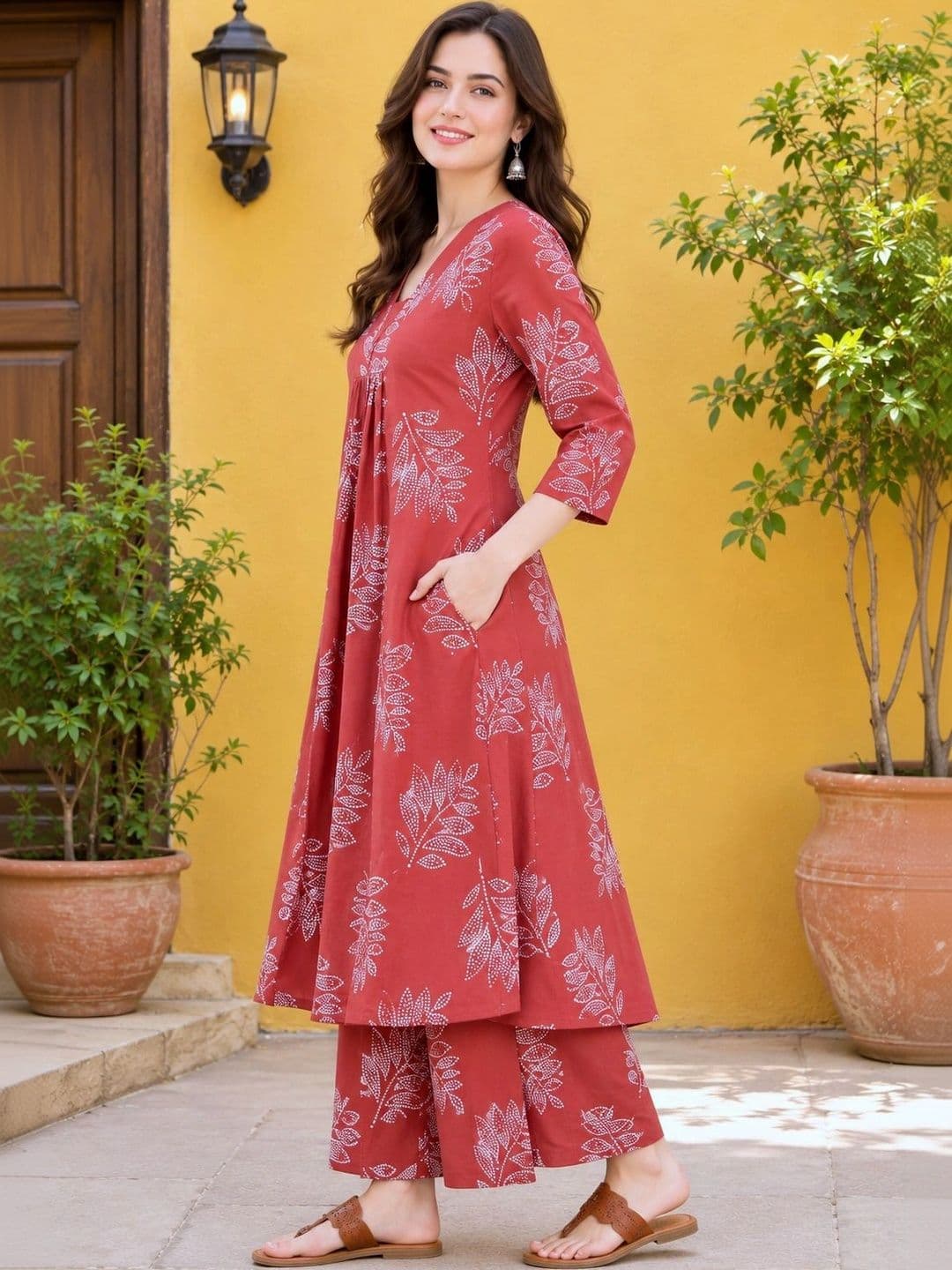HIVA TRENDZ Women Floral Printed Regular Kurta with Palazzos thumbnail 5