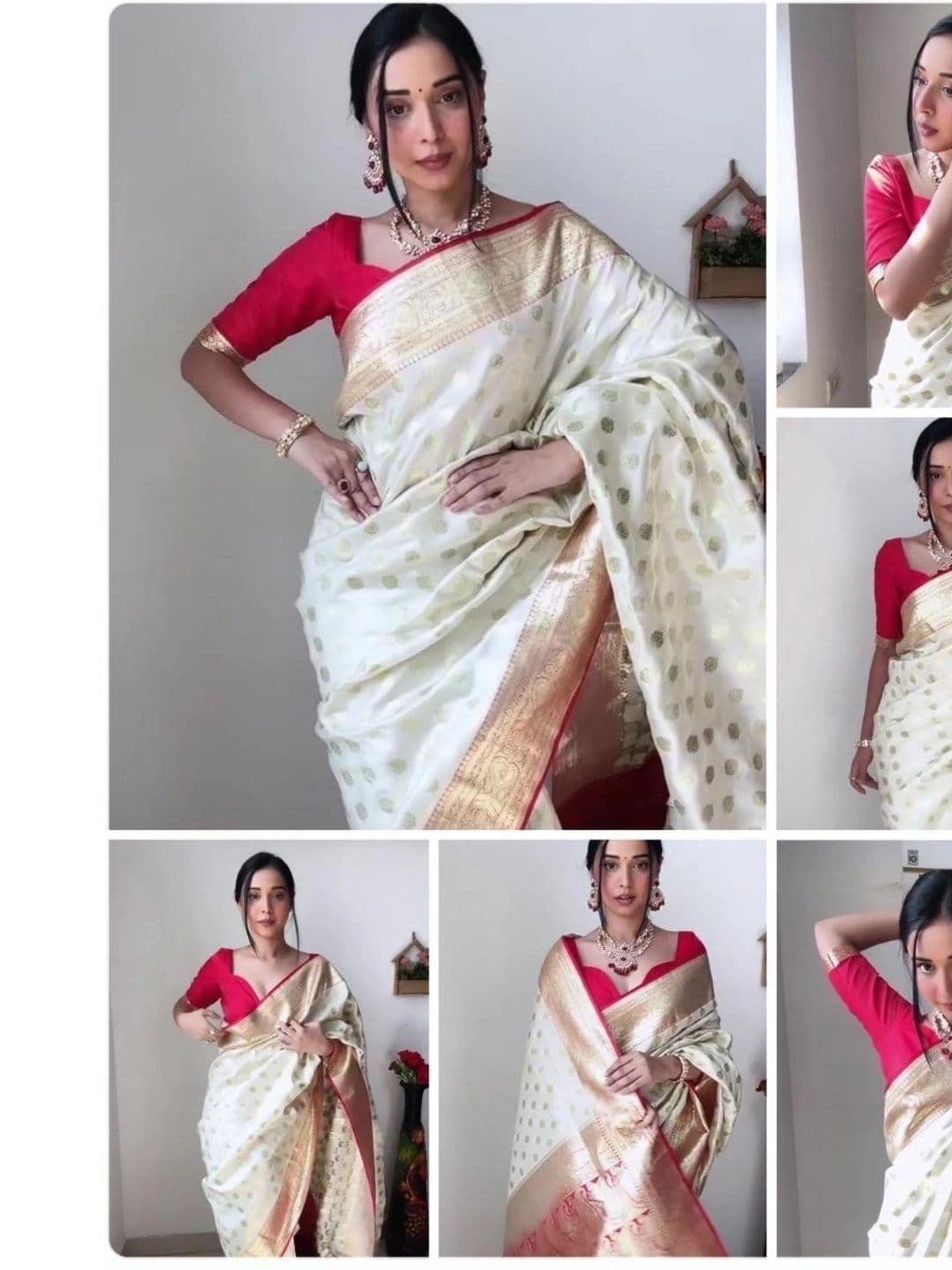 ADR CHIKANKARI Woven Design Zari Art Silk Banarasi Saree thumbnail 7