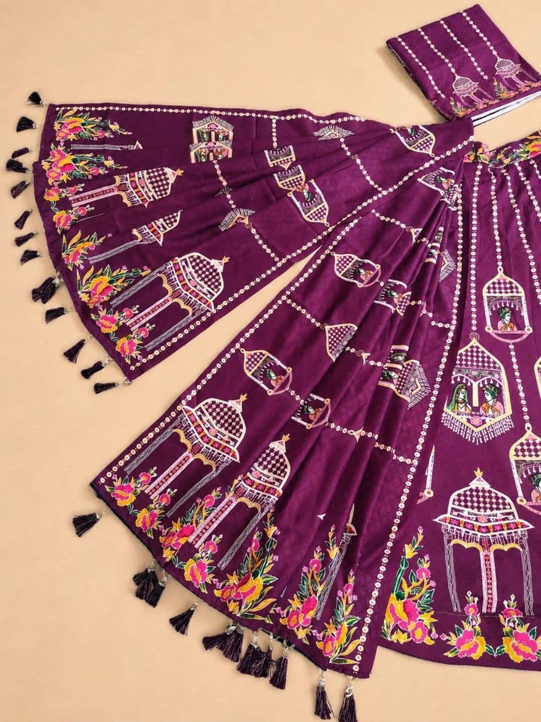 KAHIRAA WHOLETEX Printed Semi-Stitched Lehenga & Unstitched Blouse With Dupatta thumbnail 7
