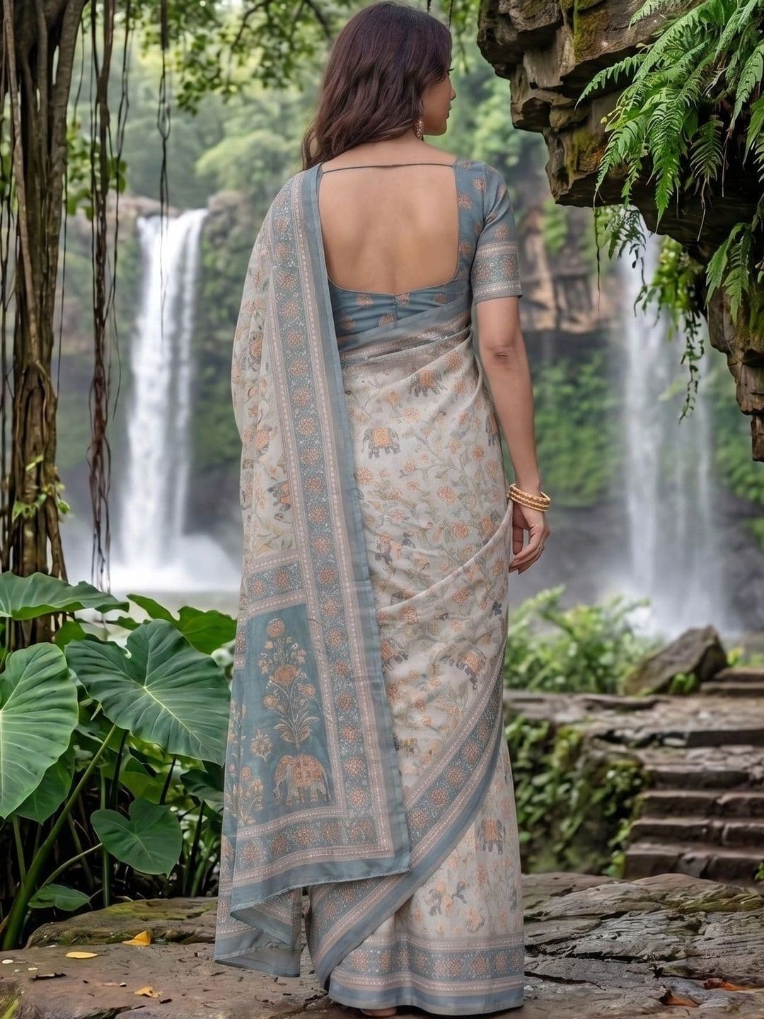 Aaishvyapparels Woven Design Zari Linen Blend Saree thumbnail 7
