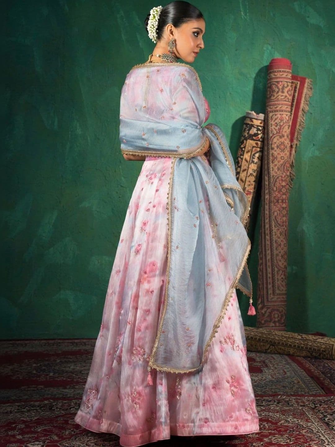 JIVANIS Embellished Thread Work Ready to Wear Lehenga & Blouse With Dupatta thumbnail 3