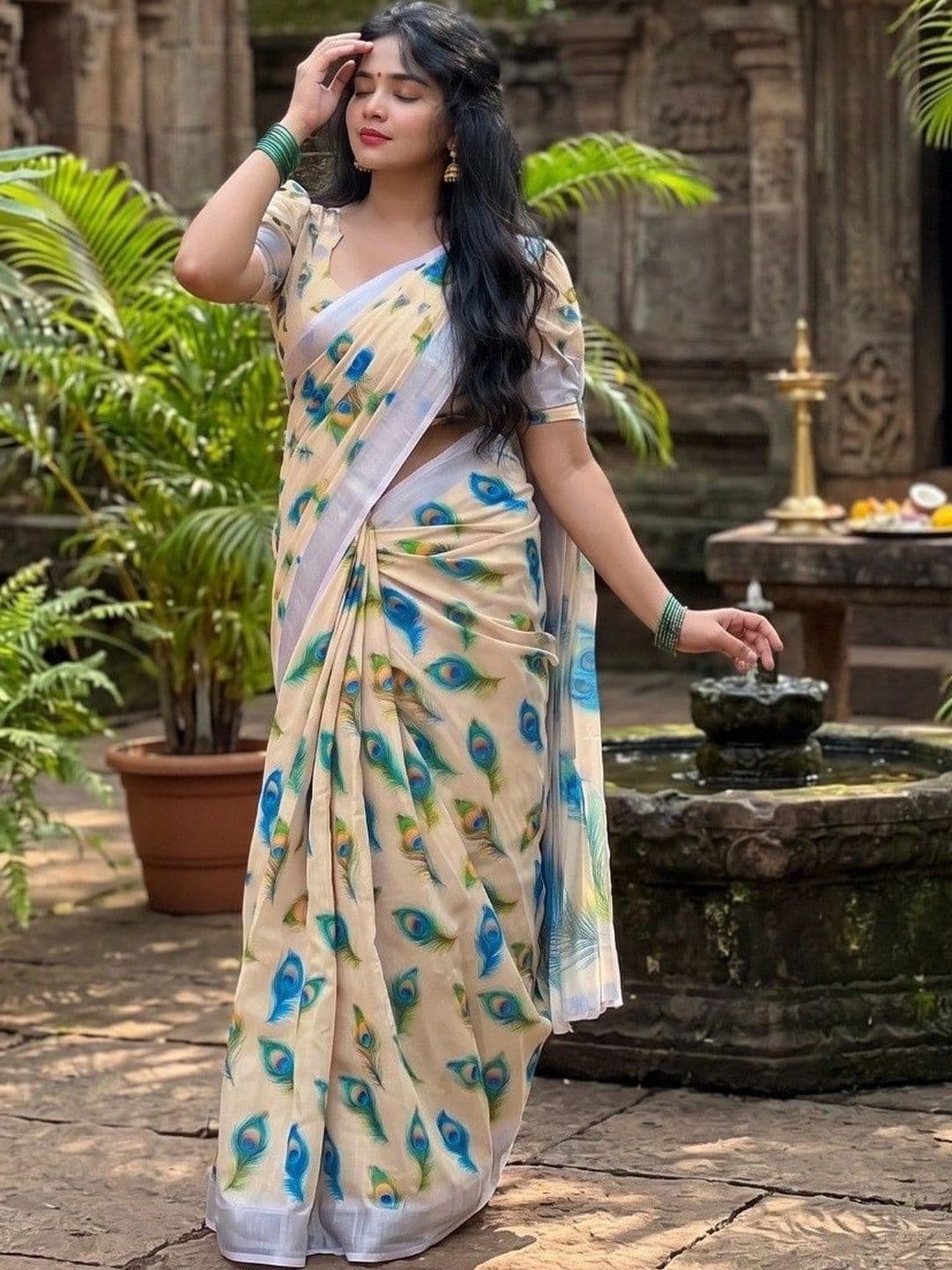 Aman's Impero Woven Design Zari Linen Blend Saree - view 1