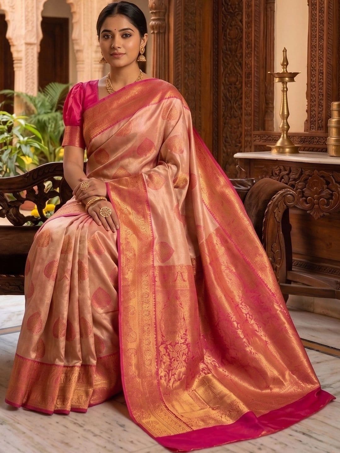 Bhagirath Fashion Paisley Zari Art Silk Banarasi Saree thumbnail 5
