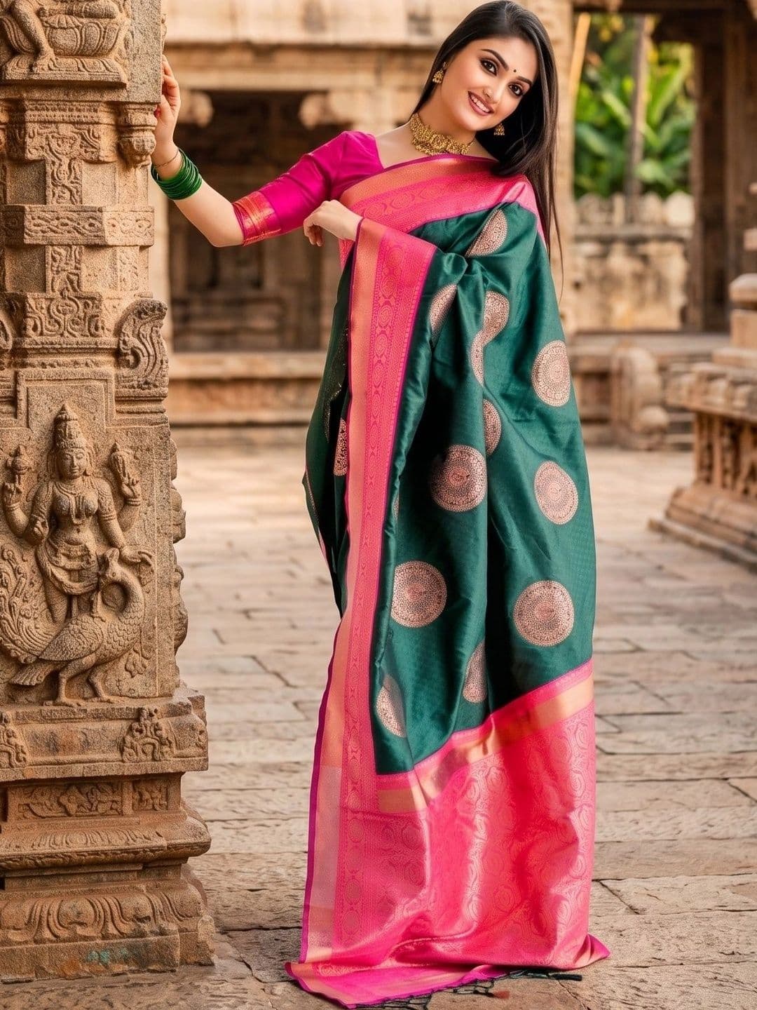 7Eleven Fashion Woven Design Zari Art Silk Banarasi Saree thumbnail 7