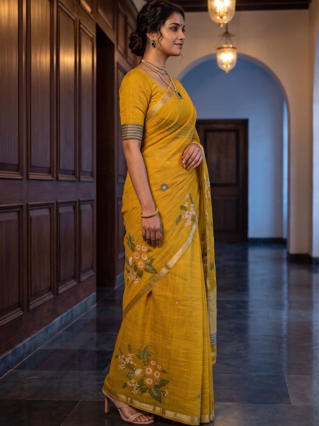 MIMOSA Floral Zari Art Silk Banarasi Saree thumbnail 7