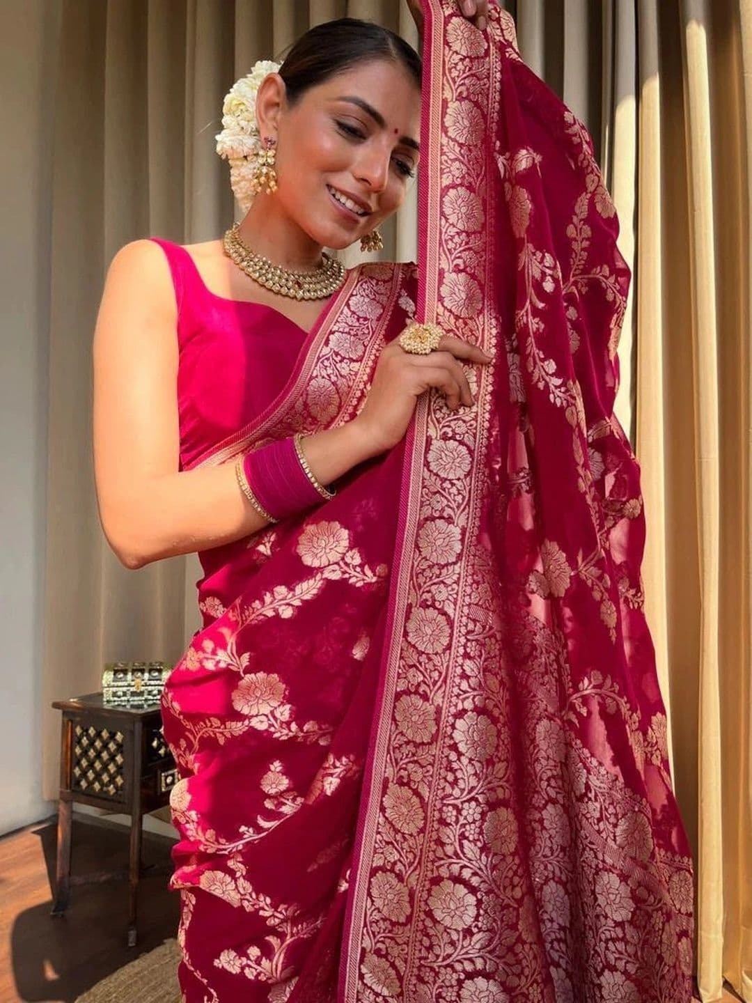 revika Woven Design Zari Art Silk Designer Kanjeevaram Saree thumbnail 6
