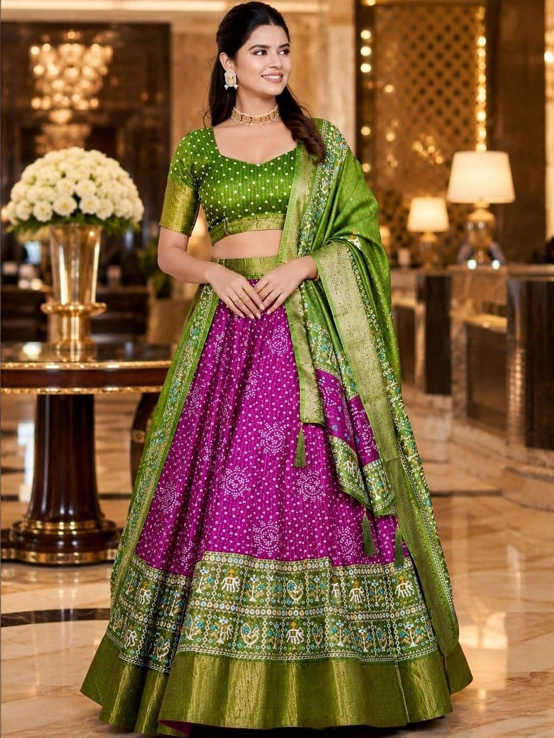House of Pataudi Semi-Stitched Lehenga & Unstitched Blouse Taping thumbnail 3