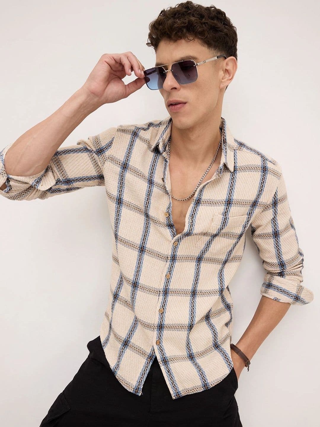 VASTRADO Men Classic Slim Fit Checked Casual Shirt thumbnail 6