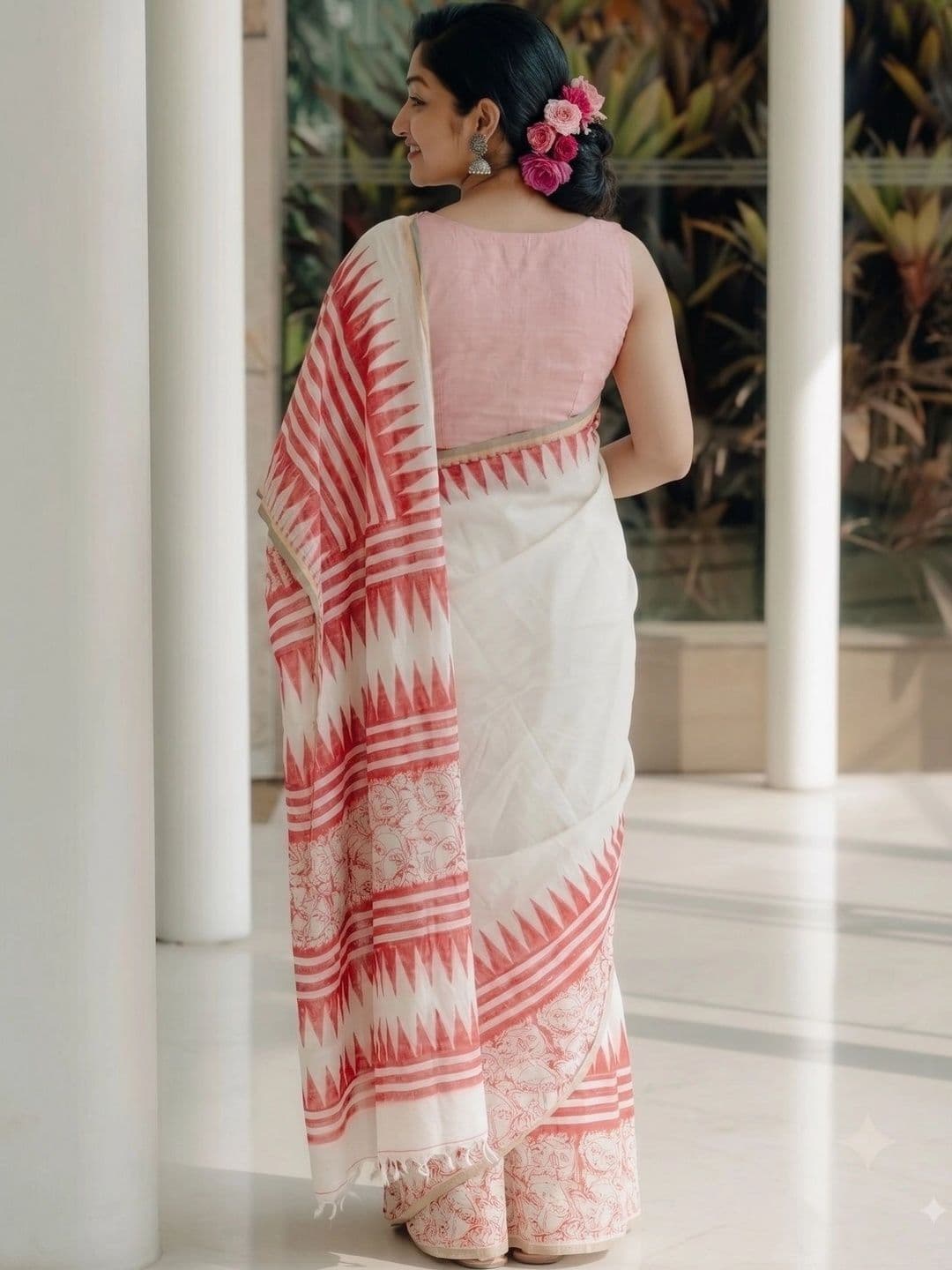 AmiFashion Zari Linen Blend Saree thumbnail 6
