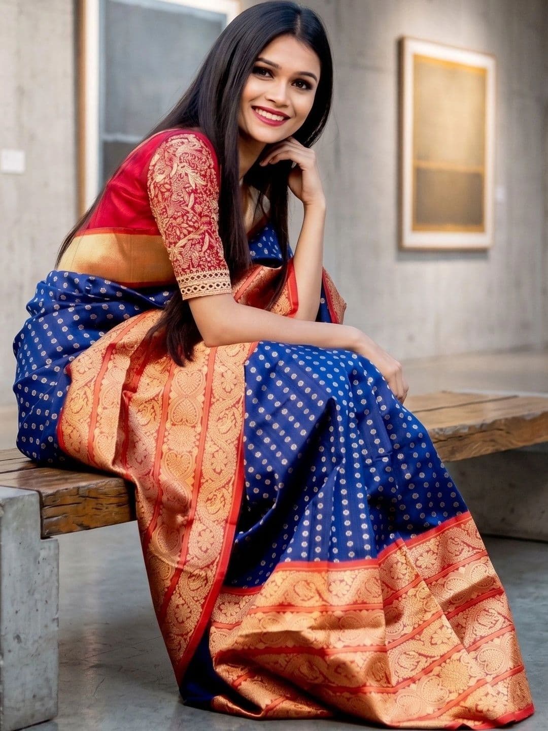 AJ FASHION PLUS Woven Design Zari Art Silk Banarasi Saree thumbnail 5
