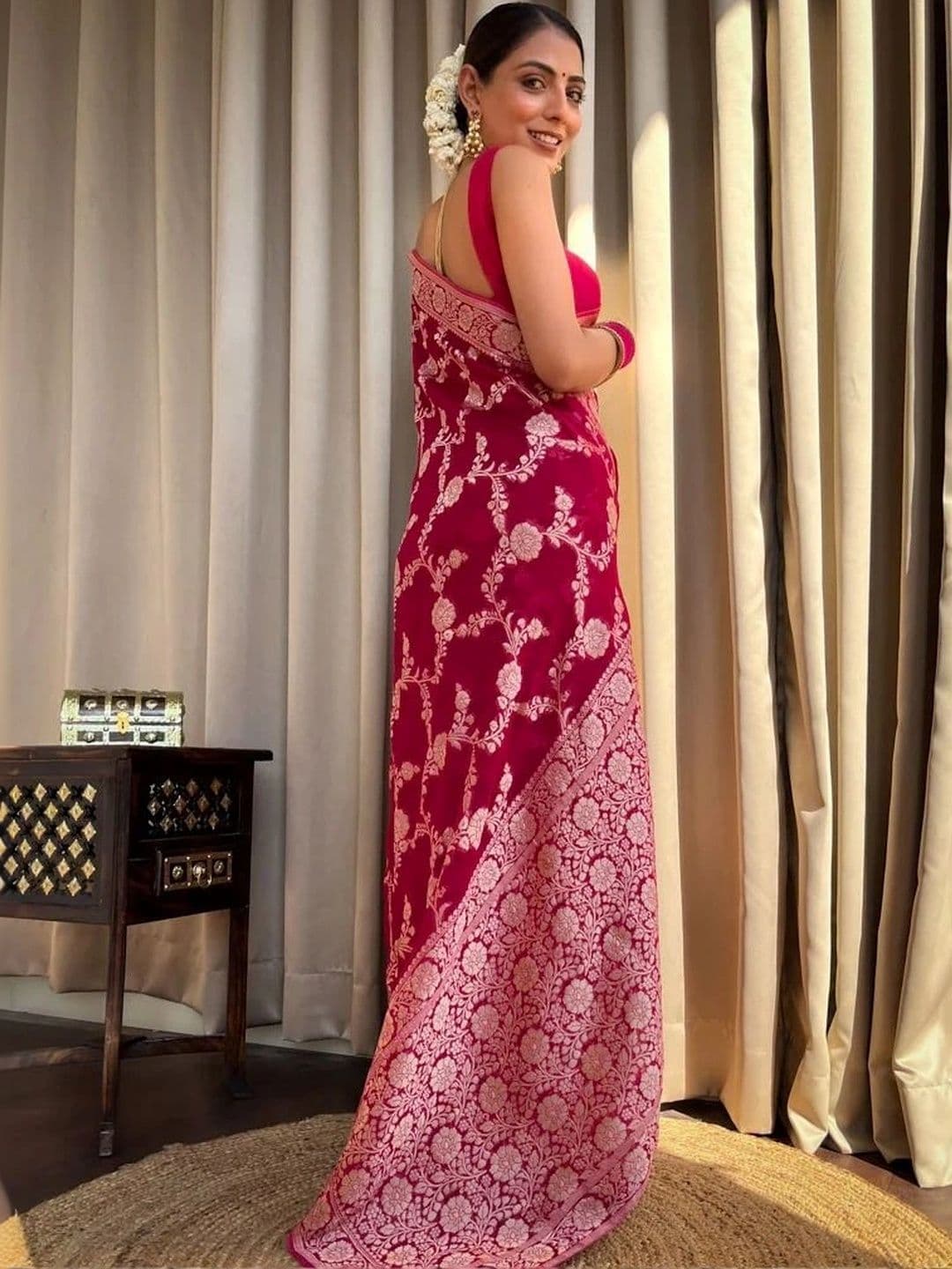 revika Woven Design Zari Art Silk Designer Kanjeevaram Saree thumbnail 3