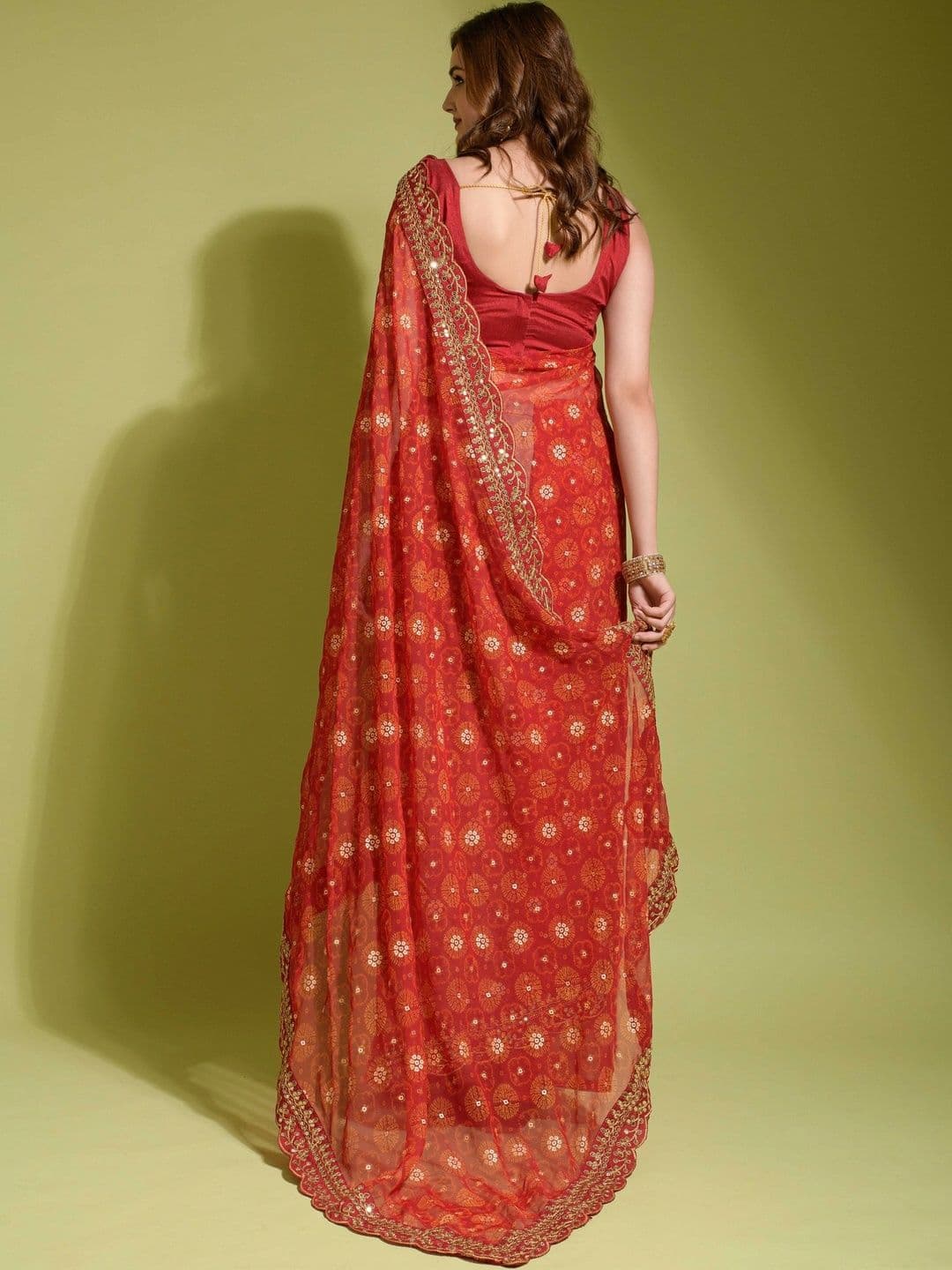 KALINI Embellished Embroidered Pure Chiffon Saree thumbnail 3