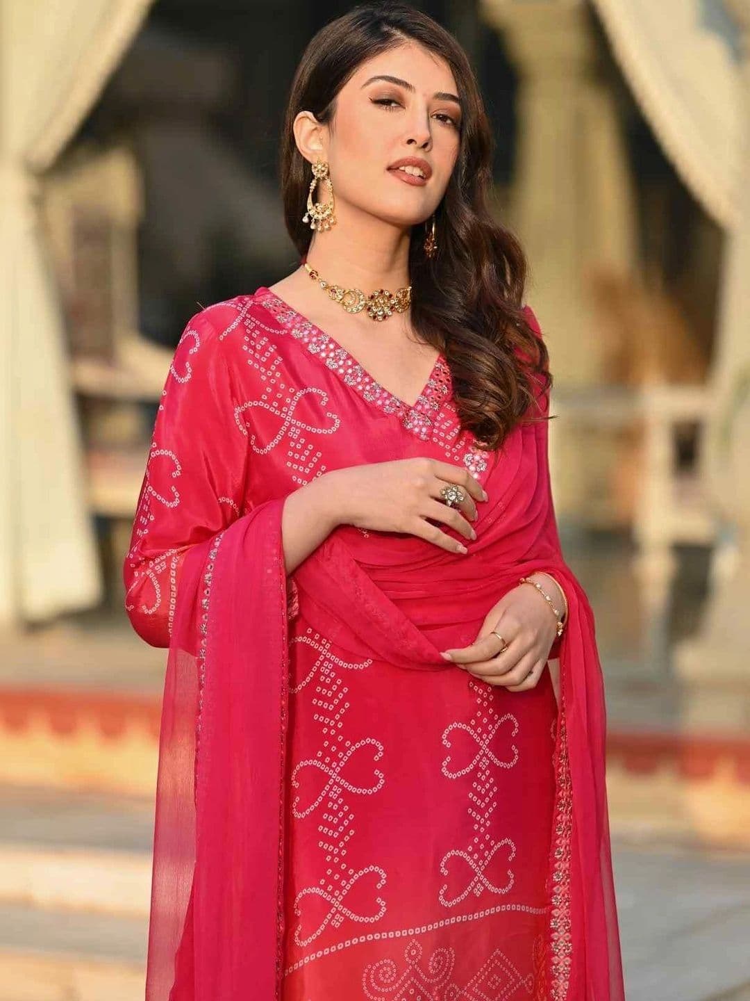 KRISKA Women Ethnic Motifs Printed Regular Kurta with Trousers & With Dupatta thumbnail 2