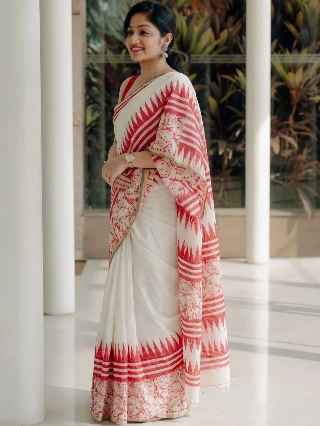 SHRIADINATH Zari Linen Blend Saree thumbnail 3