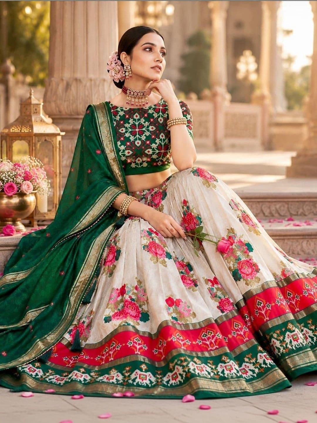 House of Pataudi Semi-Stitched Lehenga & Unstitched Blouse Taping thumbnail 5