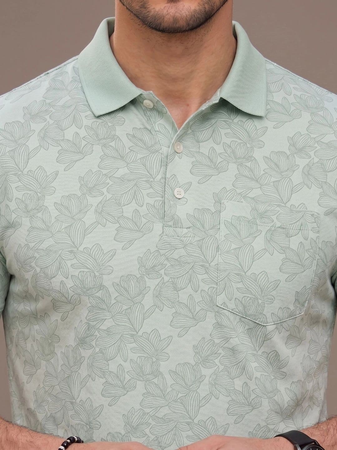 Roadster Men Floral Printed Polo Collar Pockets T-shirt thumbnail 2