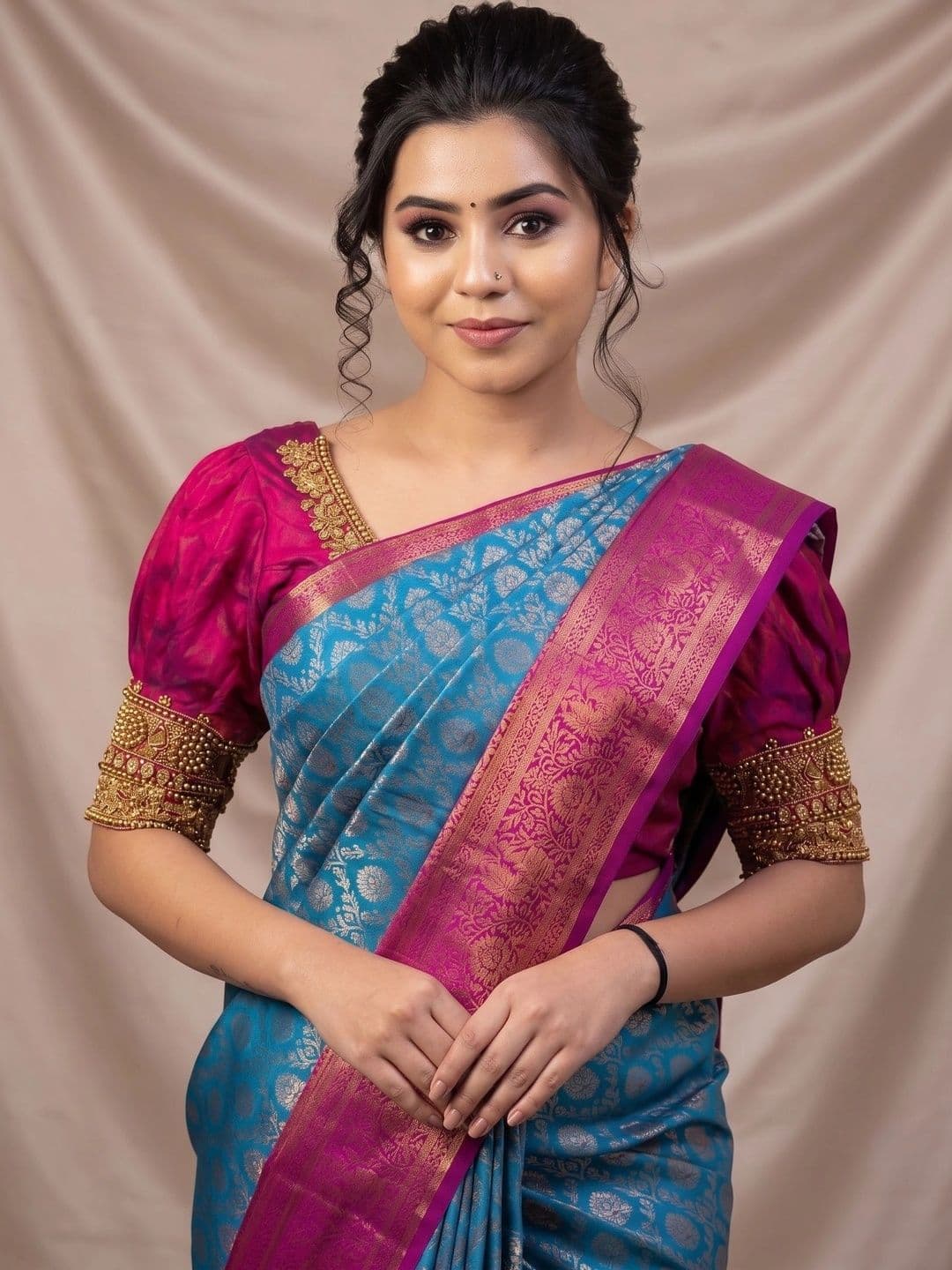ZARA STAR Woven Design Zari Art Silk Banarasi Saree thumbnail 6