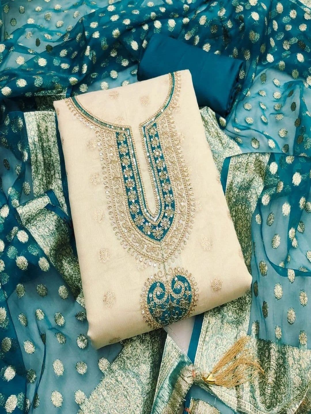 F 13 STUDIO Unstitched Dress Material - view 1