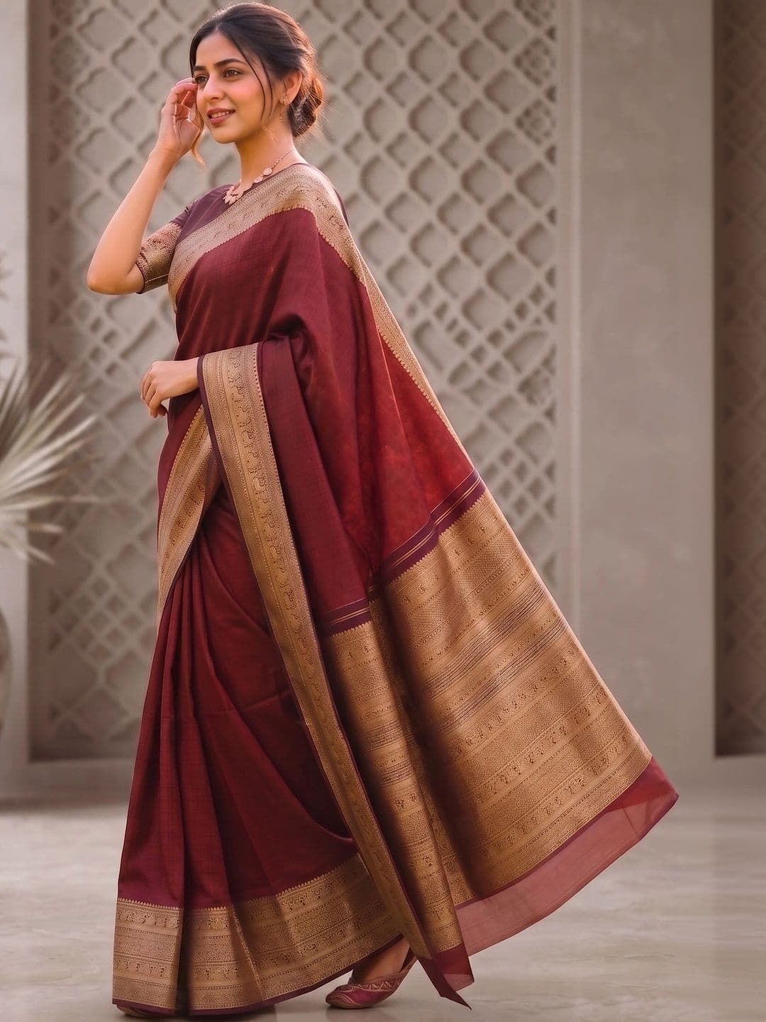 ZARA STAR Woven Design Zari Art Silk Banarasi Saree thumbnail 5