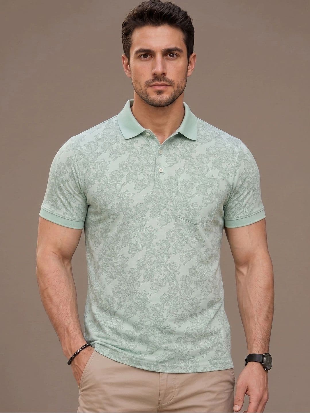 Roadster Men Floral Printed Polo Collar Pockets T-shirt - view 1