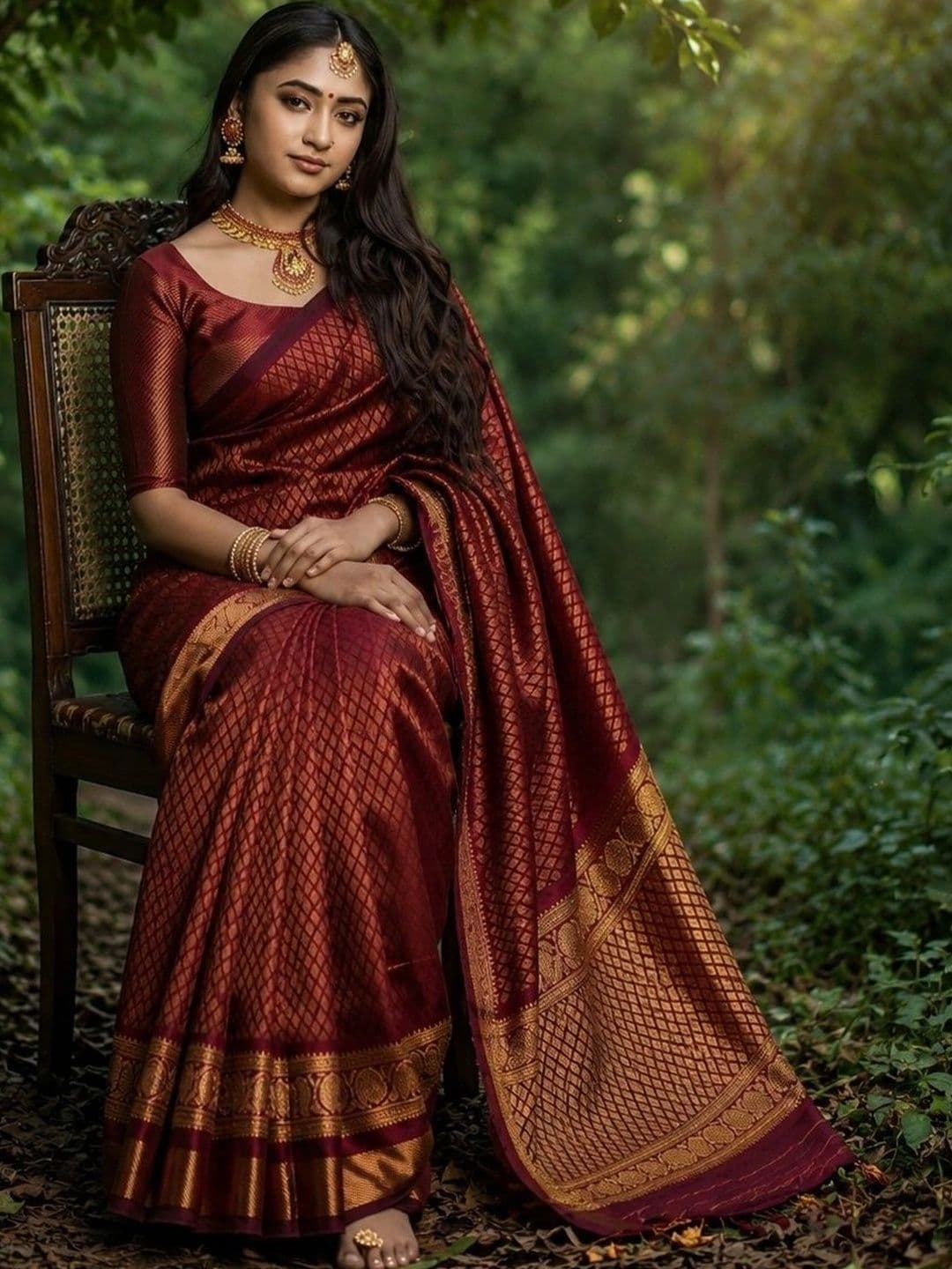 ZARA STAR Woven Design Zari Art Silk Banarasi Saree thumbnail 5