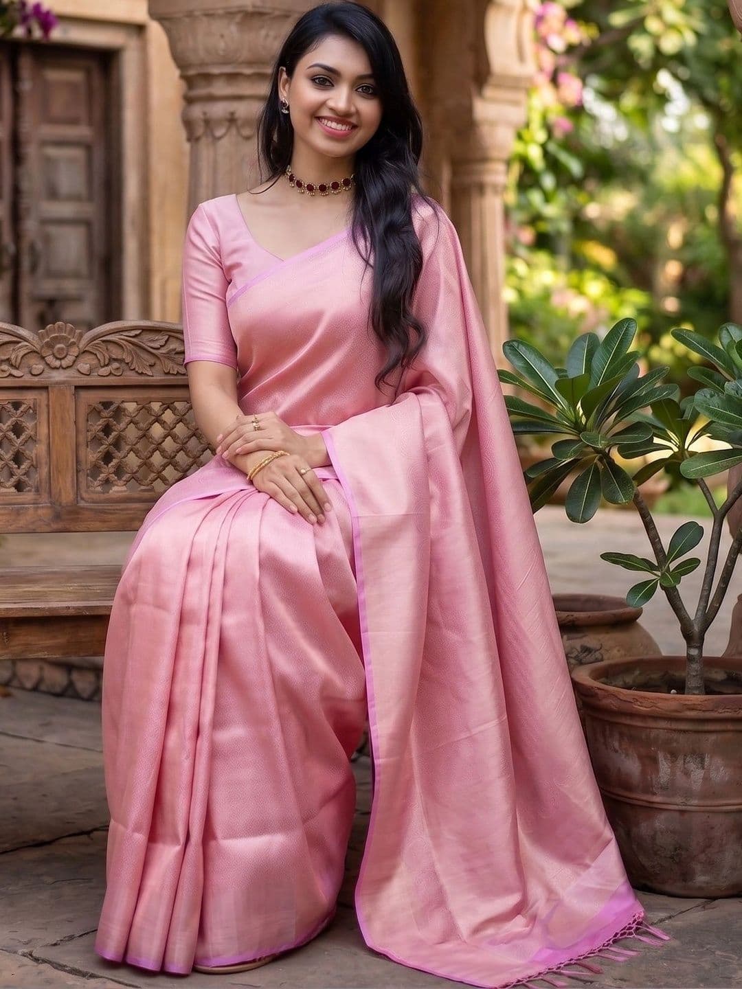 AAVEE Woven Design Zari Art Silk Banarasi Saree thumbnail 3