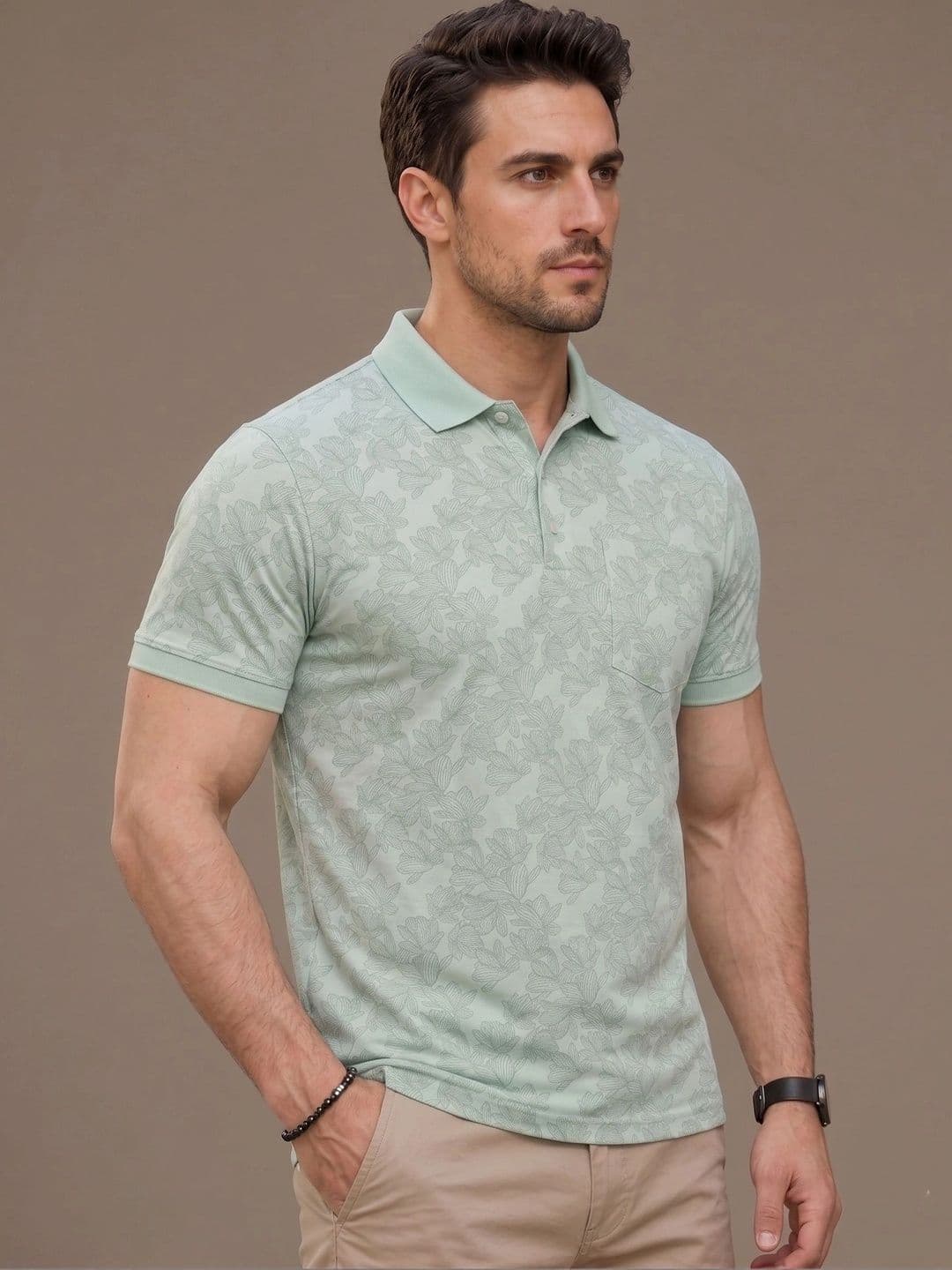 Roadster Men Floral Printed Polo Collar Pockets T-shirt thumbnail 3