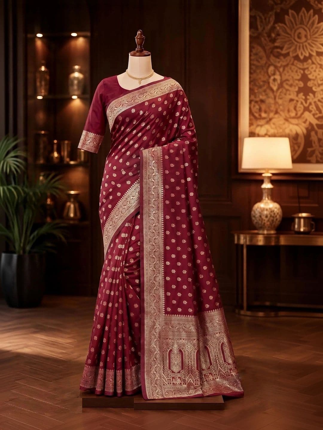 Leafsy Woven Design Zari Art Silk Banarasi Saree thumbnail 2